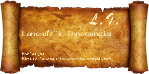 Lancsák Innocencia névjegykártya